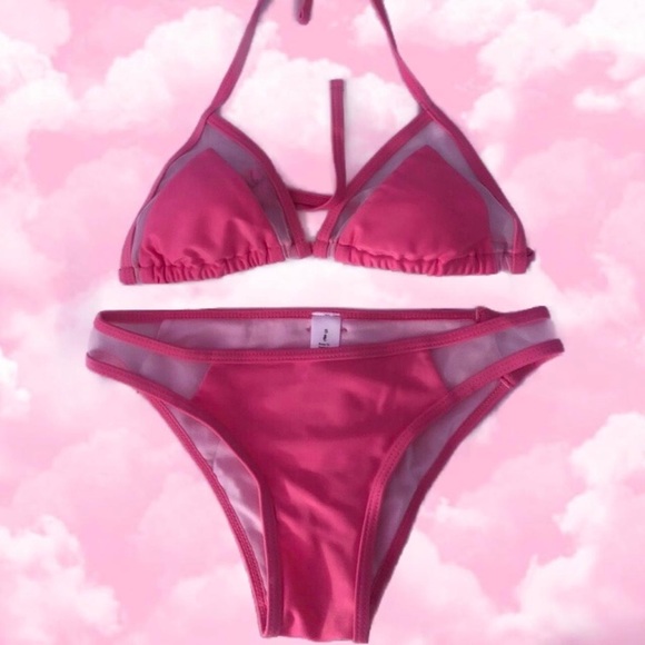 Other - 4/$20! ✨ Pink Mesh Bikini Set 💘